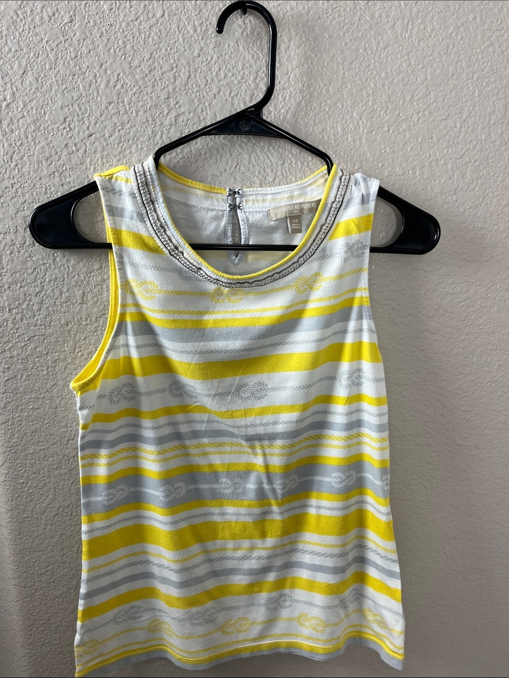 Banana Republic Yellow, Gray & White Striped Sleeveless Tank Sz XS Summer TC0456